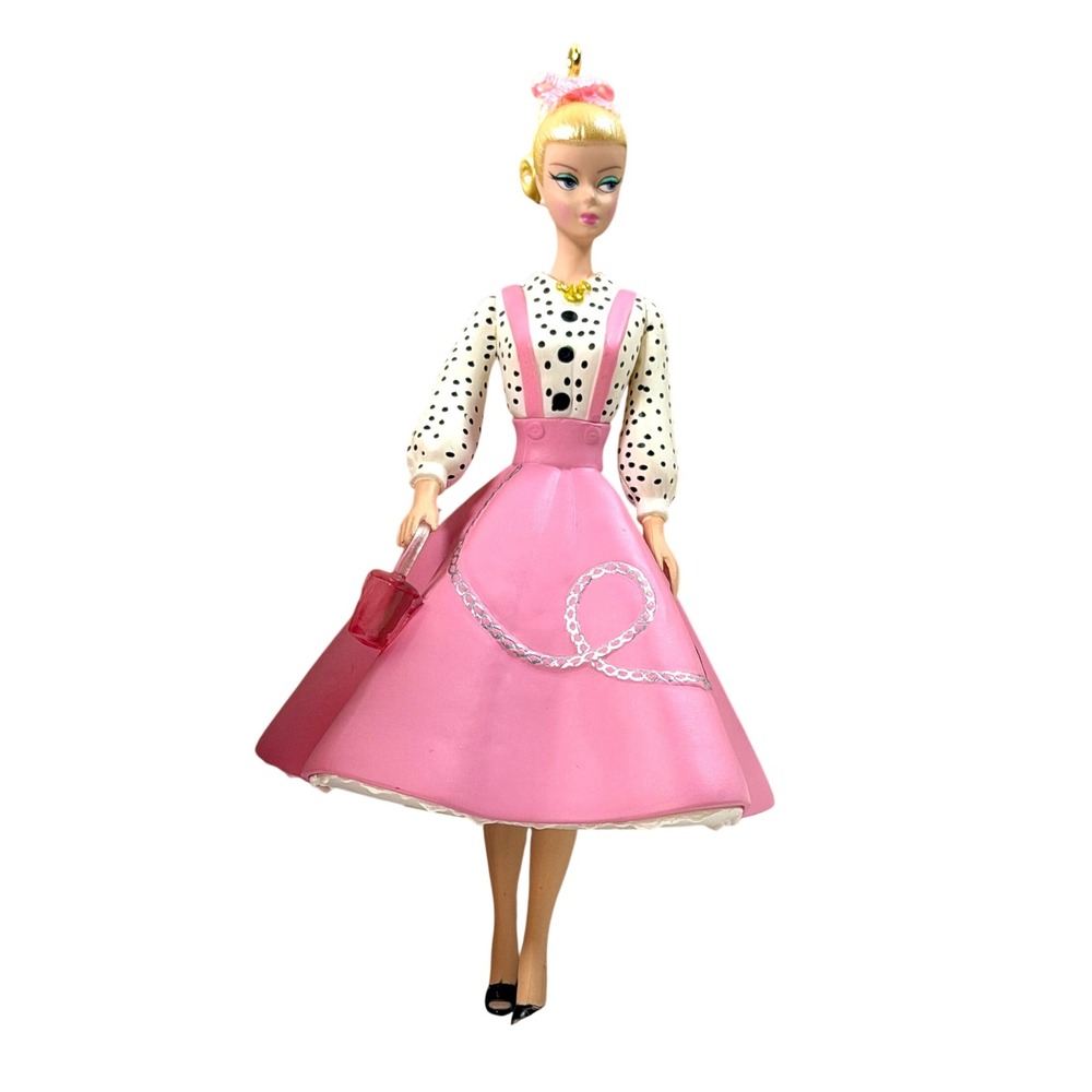 Hallmark Keepsake Barbie Soda Shop Ornament Pink Poodle Skirt 2015 QXI2149
